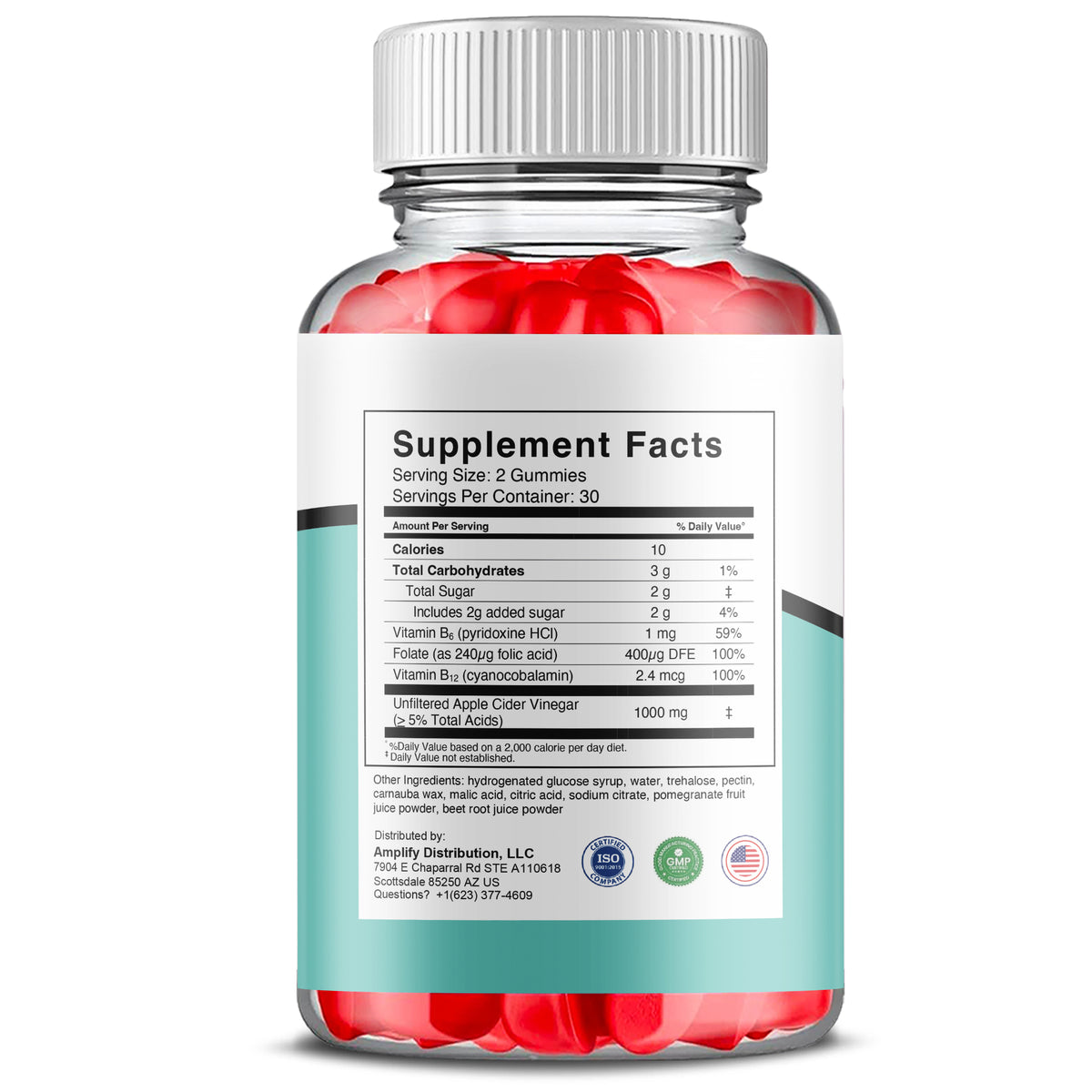 Harmony Wave Apple Cider Vinegar Gummies, Supplement Facts panel